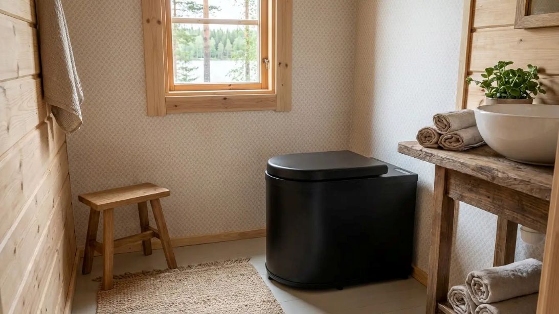 Frystoalett för stuga och fritidshus – luktfri toalett utan vatten eller avlopp, enkel och hygienisk lösning för inomhusbruk