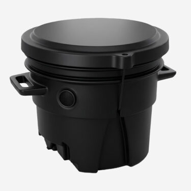 Green Toilet Compact reservbehållare, svart kompostbehållare med lock, handtag och galler för ersättningsluft