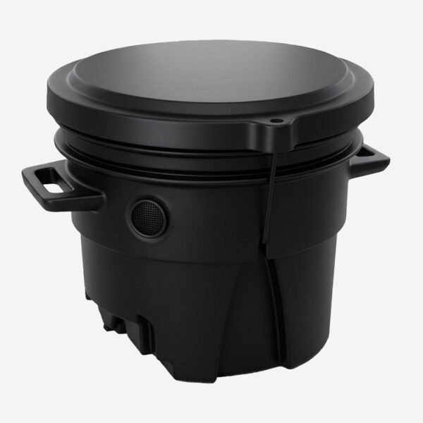 Green Toilet Compact reservbehållare, svart kompostbehållare med lock, handtag och galler för ersättningsluft